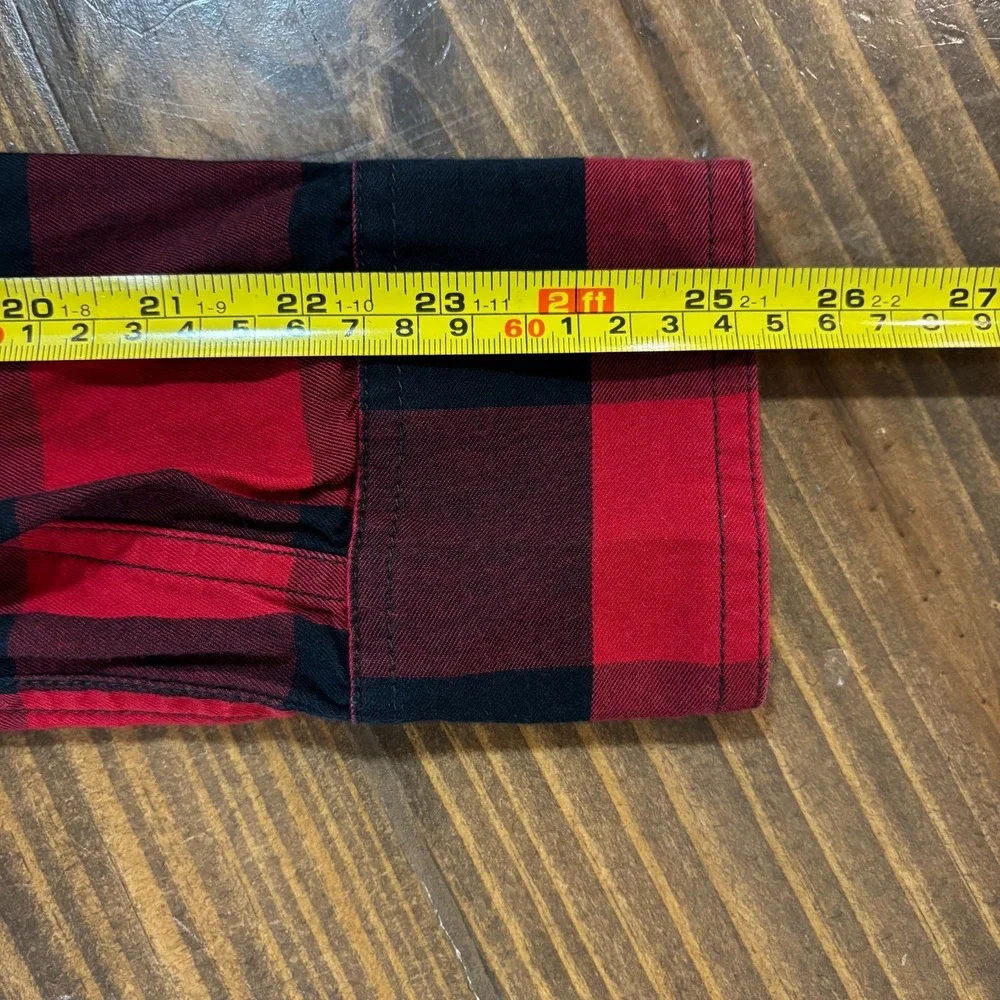 TRUE RELIGION Brand‎ Jeans Mens Small Red Black Buffalo Plaid Flannel Shirt